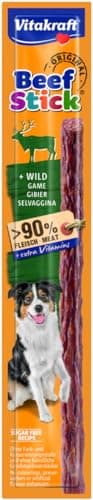 VITAKRAFT- Beef Stick, Friandises Pour Chiens, Bâtonnet De Viande De Gibier, Friandises D'Entraînement Pour Chiens, Sans Ajout De Sucre (1X 12G)
