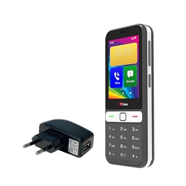 TTfone TT280 – Téléphone à Barrette 4G Dual SIM Simple avec Android, écran Tactile de 2,8", Clavier, caméra 2MP, USB-C - Mobile déverrouillé Facile à Utiliser (avec Chargeur Secteur)