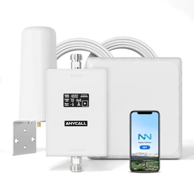 ANYCALL Amplificateur 5G 4G LTE 3G GSM Amplificateur Reseau Mobile pour Maison avec Écran Tactile Intelligent sur la Bande 3 et 20 pour Orange SFR Bouygues Télécom Free avec Antenne Omnidirectionnelle