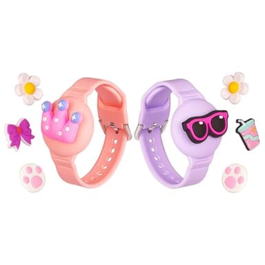 XFSRG Lot de 2 Bracelets Eanches pour Enfants Compatibles avec Apple Air Tag Silicone Souple Réglable Caché Anti-Perte GPS Tracker Strap pour Tout-Petit