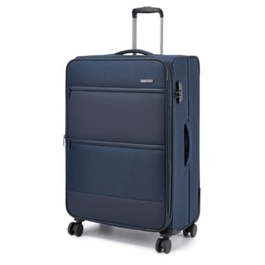 British Traveller Valise Soute de Grande Taille 79.5x49x32.5 cm 100L, Valise Souple et Extensible (+3.5cm - Légère et Résistante avec 4 Roues Silencieuses 360° et Serrure TSA, Marine