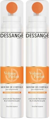 DESSANGE - Mousse Coiffante Volume Parfait - Formule Enrichie en Pro-Vitamine B5 - Épaisseur et Toucher Soyeux - Cheveux Fins - 200 ml (Lot de 2)