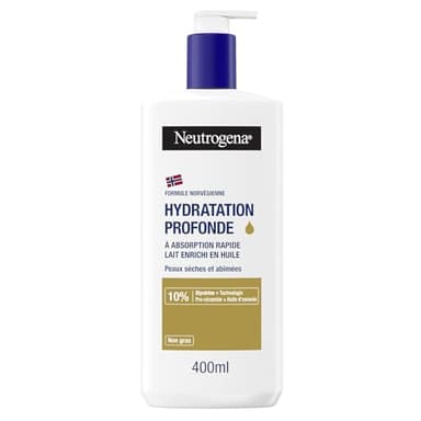 Neutrogena – Lait corps Formule Norvégienne Hydratation Profonde (flacon-pompe de 400 ml) – Lait à absorption rapide pour peaux sèches et abîmées – Lait hydratant enrichi en huile