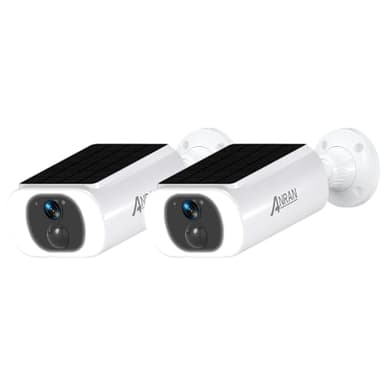 ANRAN 2K Caméra de Surveillance WiFi Extérieure sans Fil, 2 Caméras, Panneau Solaire Intégré, Caméra Batterie, Vision Nocturne Couleur, Audio Bidirectionnel, Détection Humaine, Sirène, Alexa, 2Pcs C3