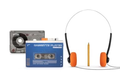 BIGBEN Baladeur Cassette Bluetooth 5.4, Enceinte BT, Lecteur Enregistreur, Auto-Reverse, Rechargeable USB-C, Pack Complet 4-en-1 avec Casque 3.5mm, K7 et crayon - idéal Mixtape – EPOK REWIND+ BTTAPEBL