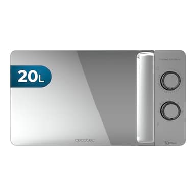Cecotec Micro-ondes ProClean 3060 Gray Mirror. Capacité de 20 L, Revêtement Ready2Clean, 700 W de Puissance, 6 Niveaux de Fonctionnement, Minuterie 30 minutes, Finition Argenté.