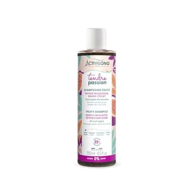 ACTIVILONG - Shampooing Fruité Tendre Passion - Cheveux Ondulés, Bouclés, Frisés et Crépus - 99% d'ingrédients d'origine naturelle - Sans Silicone - Sans Sulfate - Made in France - 250 ml