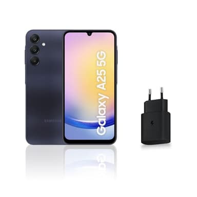 SAMSUNG GALAXY A25, Smartphone Android 5G, 256 Go, Chargeur secteur rapide 25W inclus [Exclusivité Amazon], Smartphone déverrouillé, Bleu nuit, Version FR