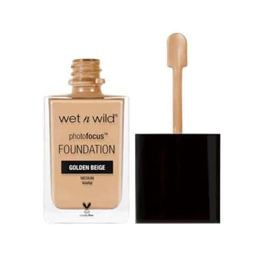 wet n wild, Photo Focus Foundation Matte, Fond de Teint Haute Couverture avec Complexe Ajusteur de Lumière, Sans Trace Blanche, Rendu Prêt à Être Photographié, Finition Mate, Vegan, Golden Beige