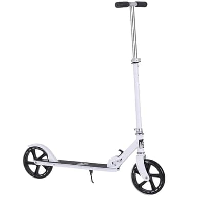 HOMCOM Trottinette Pliable Hauteur Guidon réglable sur 4 Niveaux système de freinage arrière pour Enfant Adolescent Pois Max. 100KG dim. 88L x 37l x 75-100H cm Blanc