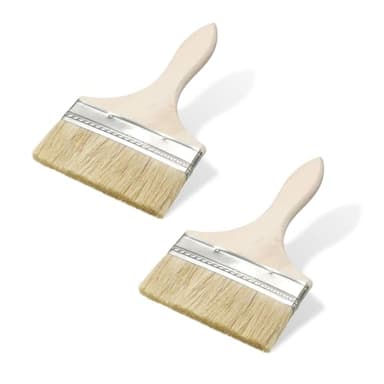 BCZR 2 Pièces Pinceau en Soie pour Vitrifier Ou Vernir, Spalter, Peinture Bois, Lasure Taille 100Mm X 30Mm, Large Peinture, Peiceaux, Plat (100 Mm)