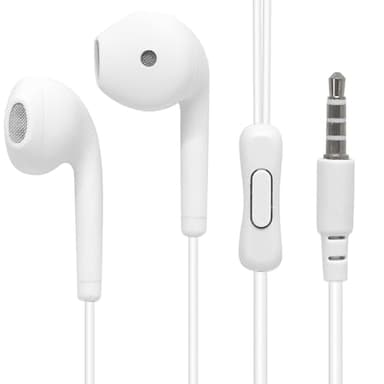 Waytex Écouteurs filaires Intra-Auriculaires avec Micro et Prise Jack 3.5 mm – Kit Mains Libres Compatible Toutes Marques, Smartphone, PC, Tablette, Lecteur MP3 – Blanc