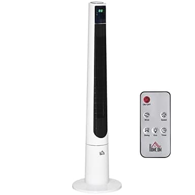 HOMCOM Ventilateur colonne silencieux 50W télécommande minuterie 12h Ventilateur sur pied chambre 3 Vitesses 3 Modes Oscillation 40° Ecran LED - Blanc