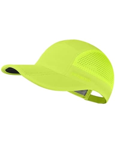 GADIEMKENSD Folding Running Men Hat Long Brim Golf Hats Quick Dry Baseball Caps Unstructured Breathable Light Cooling Cap Adjustable Trucker Hat for Outdoor Sport Hiking Workout Gym Fluorescent Green
