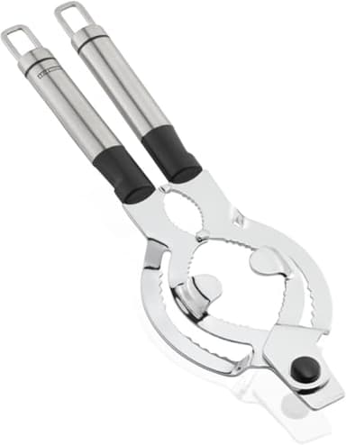 Leifheit Ouvre-bocal ProLine, Ouvre-couvercle facile à utiliser et à ranger, Ouvre bocal manuel en acier inoxydable très robuste, ouvre-bouteille design avec boucles de suspension