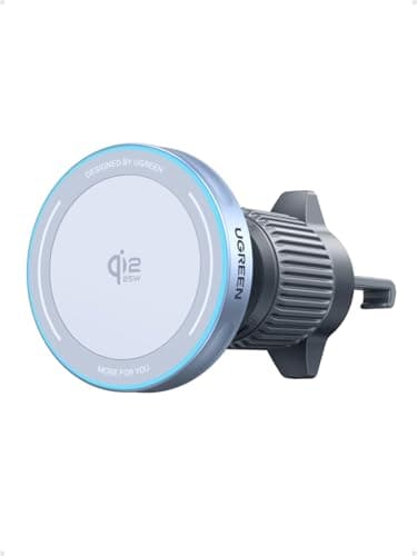 UGREEN MagFlow Qi2 25W Support Téléphone Voiture Induction Certifié Charge Rapide Compatible avec MagSafe iPhone 17 16 15 14 13 12 Air Plus Pro Max Porte Smartphone Magnétique sans Fil Grille Aération
