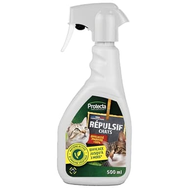 Protecta® - Spray Répulsif Chat 750 ML – Efficacité Prouvée à 90% – Protection Jusqu’à 3 Mois – Tous Types de Surfaces – Usage Intérieur & Extérieur