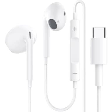 Écouteurs Filaires USB-C pour iPhone 17/16/15 Écouteurs Intra-Auriculaires Hi-FI Stéréo Typ-C avec Microphone et Contrôle du Volume pour Apple 17/16/15, Samsung S24/S23, iPad - Blancs