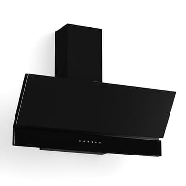 Klarstein Velaire Hotte Aspirante 90 cm - Hotte Décorative, 820 m³/h, A++ Énergie, Commandes Tactiles, LED, Filtre Charbon, Silencieuse, 3 Vitesses + Boost, Hotte Cuisine Moderne, Noir