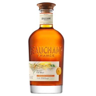 BEAUCHAMP - Whisky Single Malt – Médaille d’or au World Whiskies Awards 2024 - Whisky Français - Origine : France - 46% Alcool - Bouteille 70 cl