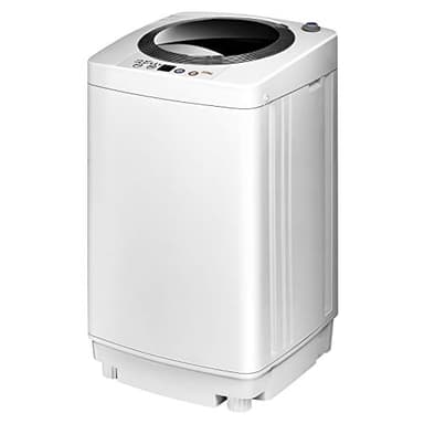 GIANTEX Machine à Laver Automatique 3,5 kg avec Pompe et Panneau de Commande, Contrôle du Niveau d'eau et du Mode, Mini Lave-Linge avec Essoreuse 43 x 43 x 75 cm, Blanc