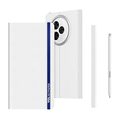 TCL Smartphone Android NXTPAPER 60 Ultra 5G, écran FHD+ 7,2 Pouces, 12 Go de RAM + 512 Go de ROM, téléphone respectueux des Yeux, Couleur Blanc Lunaire,avec Coque à Rabat et Stylet.