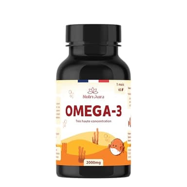 Omega 3 Huile de Poissons Sauvages 2000mg EPAX®, Très Haute Concentration EPA (800mg) et DHA (600mg), Totox < 3, 60 Capsules, Vitamine E, Anti Oxydation, Fabriqué en France