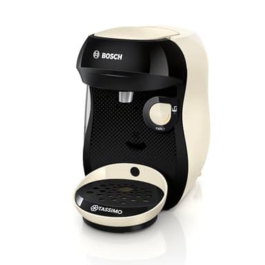 Bosch Machine à café multi-boissons Tassimo Happy friendly, TAS107E, plus de 70 boissons chaudes, OneTouch, cafétière à dosettes, Intellibrew, couleur crème