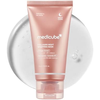 Medicube Collagen Night Wrapping Cream pour l'élasticité et l'hydratation - Masque de sommeil du visage avec film d'emballage de collagène pour le renouveau et le rajeunissement de la peau - Soins de