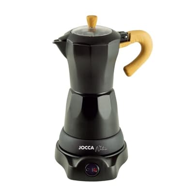 Jocca - Cafetière Électrique Italienne Nature Line | 6 Tasses | Pichet Sans Fil | Base Électrique | Rotation à 360° | Carafe avec Poignée Froide | Arrêt Automatique | Maintien la Chaleur | Noire