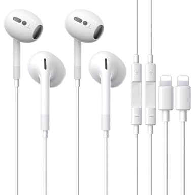 Écouteurs Filaires iPhone [Certifiés MFi] Écouteurs Intra-Auriculaires avec Micro et Contrôle du Volume, Casque Antibruit Stéréo HiFi, Compatible avec iPhone 14 Pro/14 Plus/13/12/11/SE/XR/XS/X-2 Pack