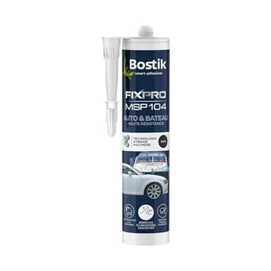 Bostik FIXPRO – Mastic Auto et Bateau MSP 104 – Colle et Joint – Tous matériaux – Résiste aux Intempéries et à l’Eau de Mer – Mastic Hybride Polymère – Couleur : Noir – 1 Cartouche 290 ml