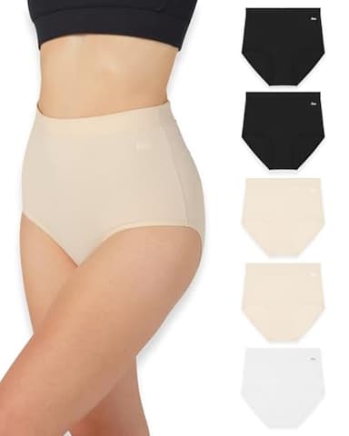 Bea Lot de 5 Culottes Taille Ultra Haute pour Femme, Culotte pour Femme en Coton Taille Haute, sous-Vêtements en Coton Respirant, Doux et Offrant Un Bon Maintien, Couvrance Intégrale