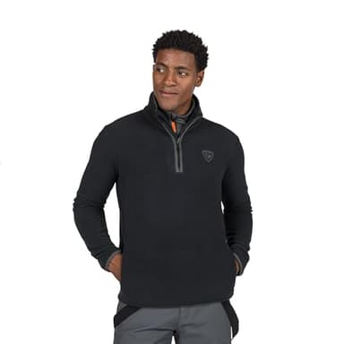 Rossignol Strawpile Fleece – Couche intermédiaire pour homme – Couche de base de ski chaude avec demi-fermeture éclair, noir, Medium