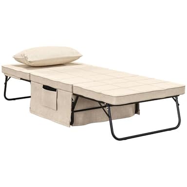 HOMCOM Fauteuil lit Convertible chauffeuse Chaise Longue et Pouf 4 en 1 avec Dossier inclinable 5 Positions 1 Place - Coussin et Pochette Rangement Inclus - pour Salon, Chambre à Coucher - crème