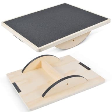 Plateau D'équilibre, Balance Board, Planche d'équilibre Professionnelle en Bois, Planche à Bascule, Coussin D'équilibre, Planche d'équilibrage pour Dessous de Bureau, Antidérapant