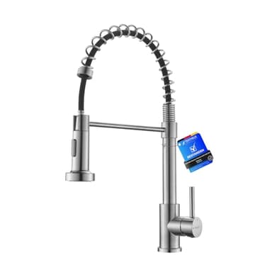 Ibergrif Robinet Cuisine avec Douchette Extensible 360° Pivotant, Mitigeur Évier à Arc Élevé, 2 Modes de Pulvérisation, Acier Inoxydable Économe en Eau, Design Moderne, M22143A