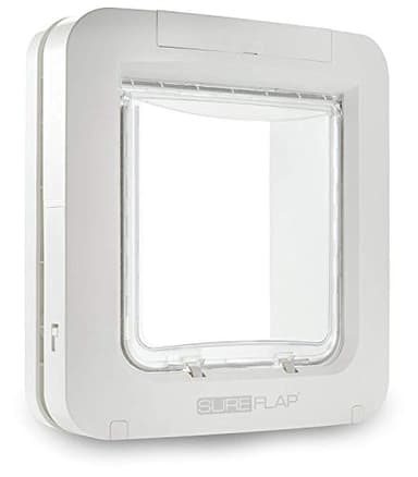 Grande chatière à Puce électronique pour Chats et Petits Chiens SureFlap Sure Petcare, Fonction Couvre-feu, Compatible avec Les médaillons d'identification par radiofréquence et Les micropuces,Blanc