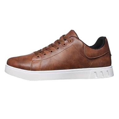 Generisch Chaussures de loisirs pour hommes sportives en cuir business chaussures de sport pour hommes sneakers larges chaussures de sport couleur unie chaussures de marche antidérapantes chaussures