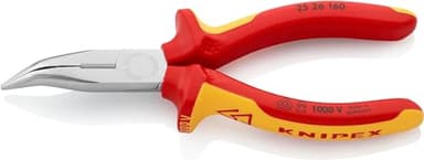 Knipex Pince demi-ronde avec tranchant (pince radio) chromée isolées par gaines bi-matière, certifiées VDE 160 mm, 25 26 160