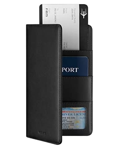 VULKIT Porte Passeport Portefeuille de Voyage, Porte Passeport en Cuir Couverture RFID Bloquant l'organisateur de Documents de Voyage pour Femmes Hommes