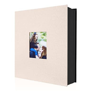 Lanpn Album Photo 10x15 400 Pochette, Lin Tissu Album pour Vertical Photos (Beige)