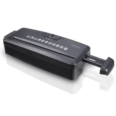 Hama Destructeur de Documents Mini S6 (Broyeur Documents 6 Feuilles 80g, Destructeur Papier, Déchiqueteur sécurité P1, 72 DB, M/A Auto, Fonction Retour, s'adapte sur des Corbeilles à Papier) Noir