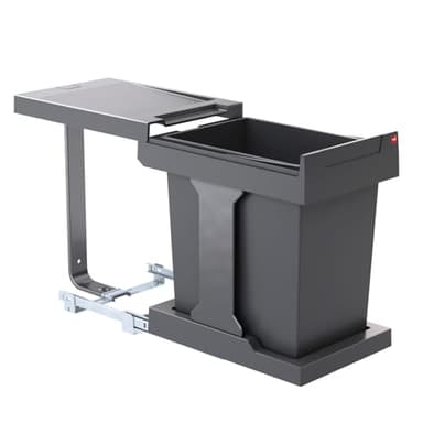Hailo Collecteur de déchets 3635001 Solo manual, avec tiroir manuel, 1 seau intérieur de 20 l, pour armoires à partir de 300 mm de large, avec porte tournante, anthracite