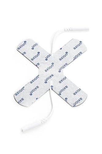 2 électrodes articulation (coude, genou, cheville, poignet) axion | Forme spéciale en X pour point douloureux/pain point | Patch antidouleur | Electrostimulateur TENS EMS à connexion filaire de 2 mm