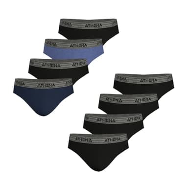 Athena Homme Promo Basic Coton 8a70 Slips, Bleu/Noir/Bleu/Noir/Anthracite/Gris/Noir/Blanc (Blue), L EU