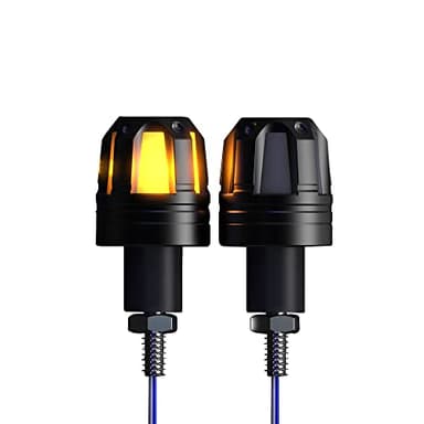Riloer 2pcs 12V LED Moto Clignotants Clignotants, Haute Luminosité Guidon Fin Poignée Plug Lampes Vélo Grip Bar Plug Strobe Side Marker Lights