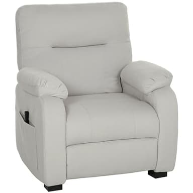 HOMCOM Fauteuil Relax électrique, Fauteuil inclinable avec Port USB, Repose-Pieds, Poches latérales, télécommande, Moteur Silencieux, 2 Positions mémorisables, pour Chambre Salon Home cinéma, crème