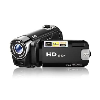 caméra Vidéo Caméscope 1080P 16MP DV Vlogging Enregistreur, 2,7 Pouces TFT 270 Degrés Rotation 16X Zoom Numérique pour Adolescents Étudiants Garçons (Noir)
