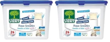 L'ARBRE VERT - Doses Lessive Peaux Sensibles 22 doses (Lot de 2)